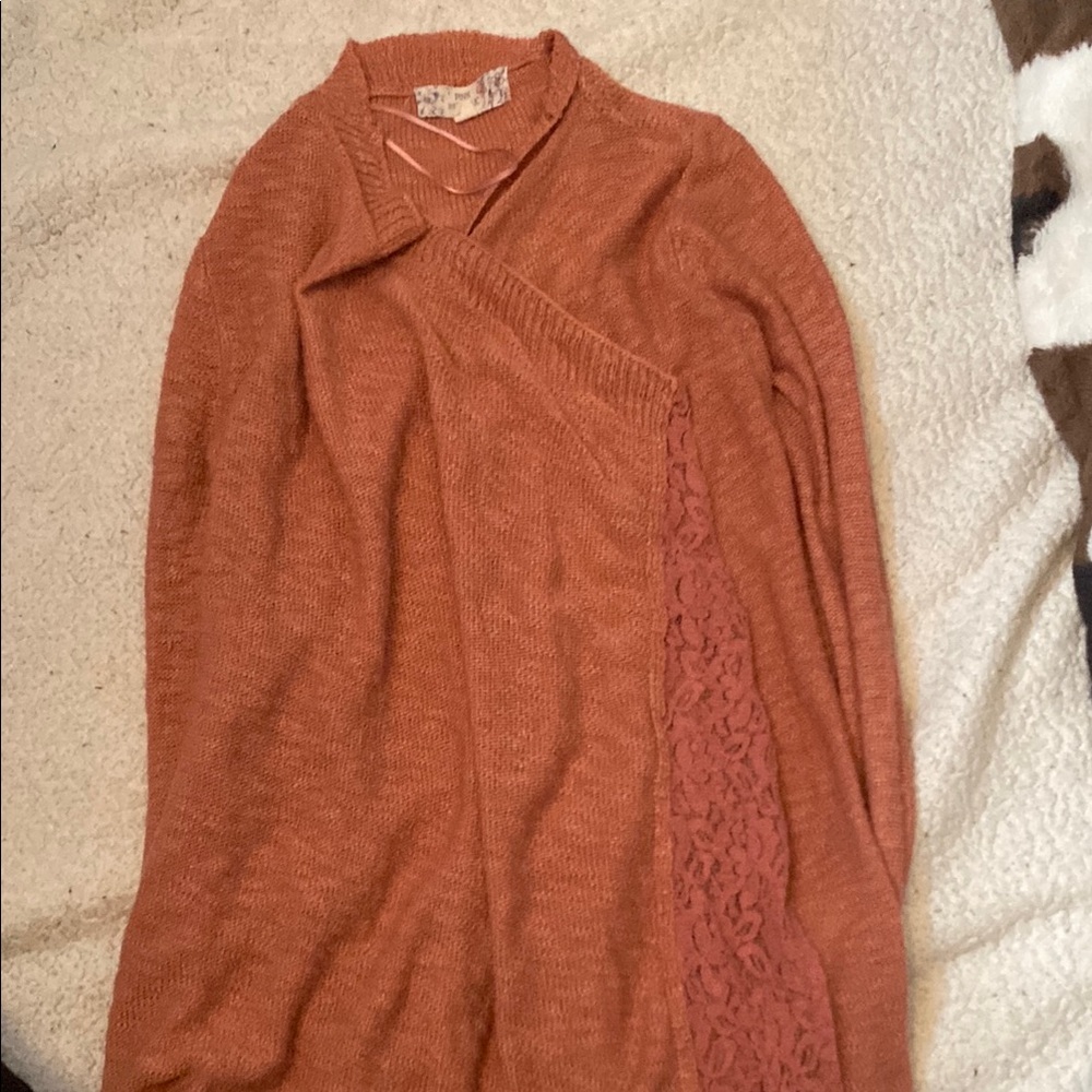 Pink Republic Brown Cardigan with Soft Texture and Cowl Neckline
